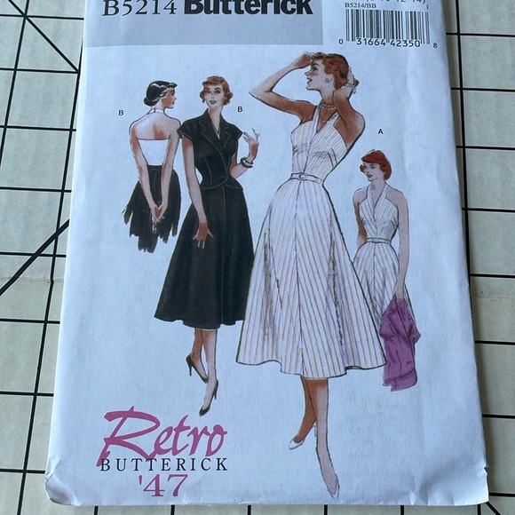Butterick B5214 Retro '47 sewing pattern, forties style halter dress & jacket - Picture 1 of 7